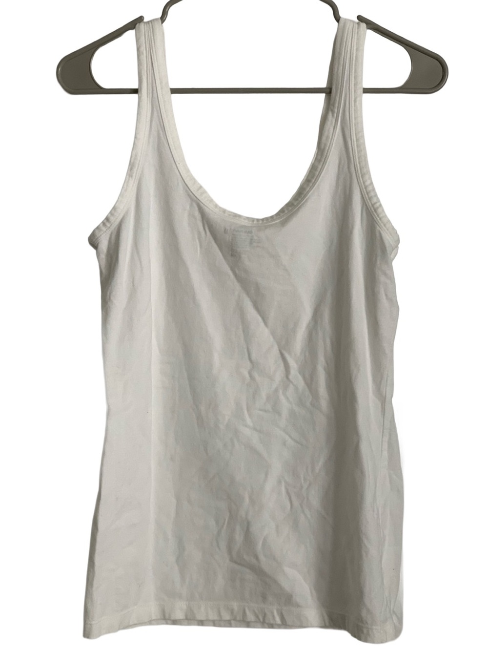 OLD NAVY Women’s White Sleeveless Rounded Neck Cotton Spandex Tank Top